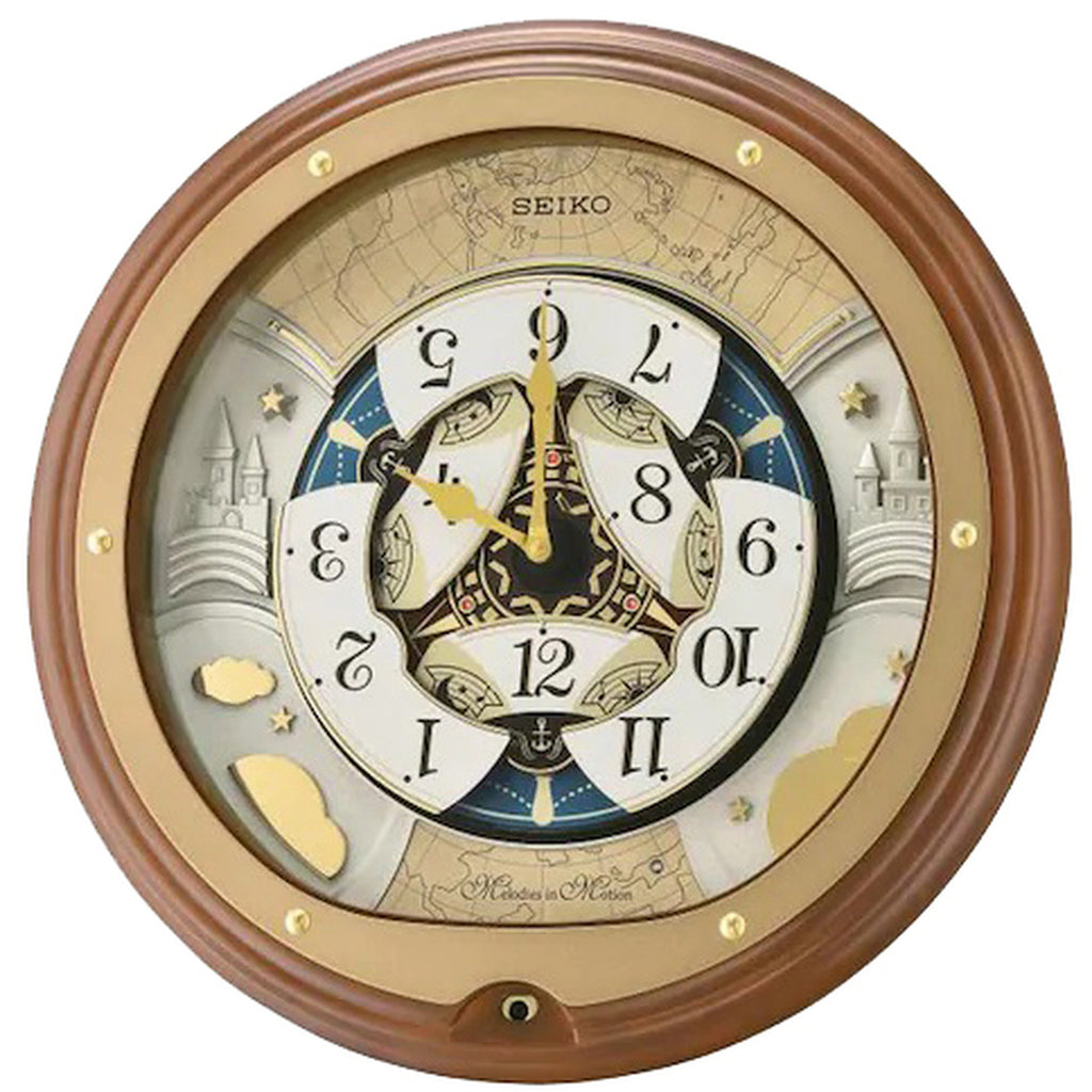 MELODIES IN MOTION ROUND MUSICAL WALL CLOCK QXM381B